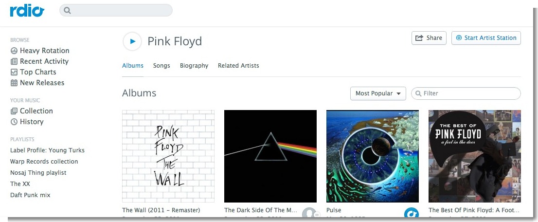 Albums by Pink Floyd – Rdio