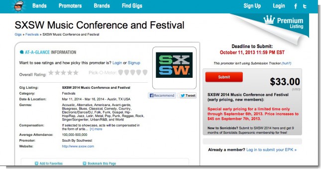 SXSW Music Conference and Festival, Festivals, Austin, TX USA - Sonicbids