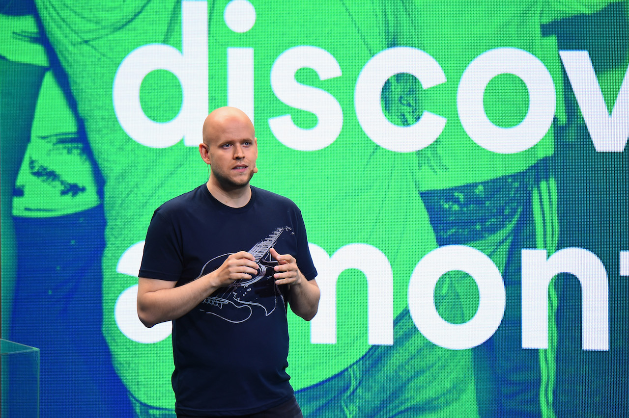 NEW YORK, NY - MAY 20: Daniel Ek, Founder and CEO, Spotify speaks onstage at Spotify Press Announcement on May 20, 2015 in New York City. (Photo by Michael Loccisano/Getty Images for Spotify) *** Local Caption *** Daniel Ek